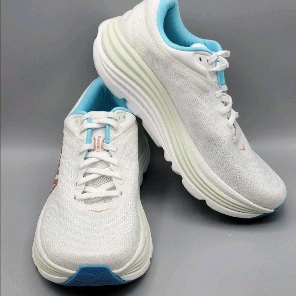 Authenticated Hoka Gaviota 5 Womens 9.5B White Frost Blue Running Shoes Sneaker
